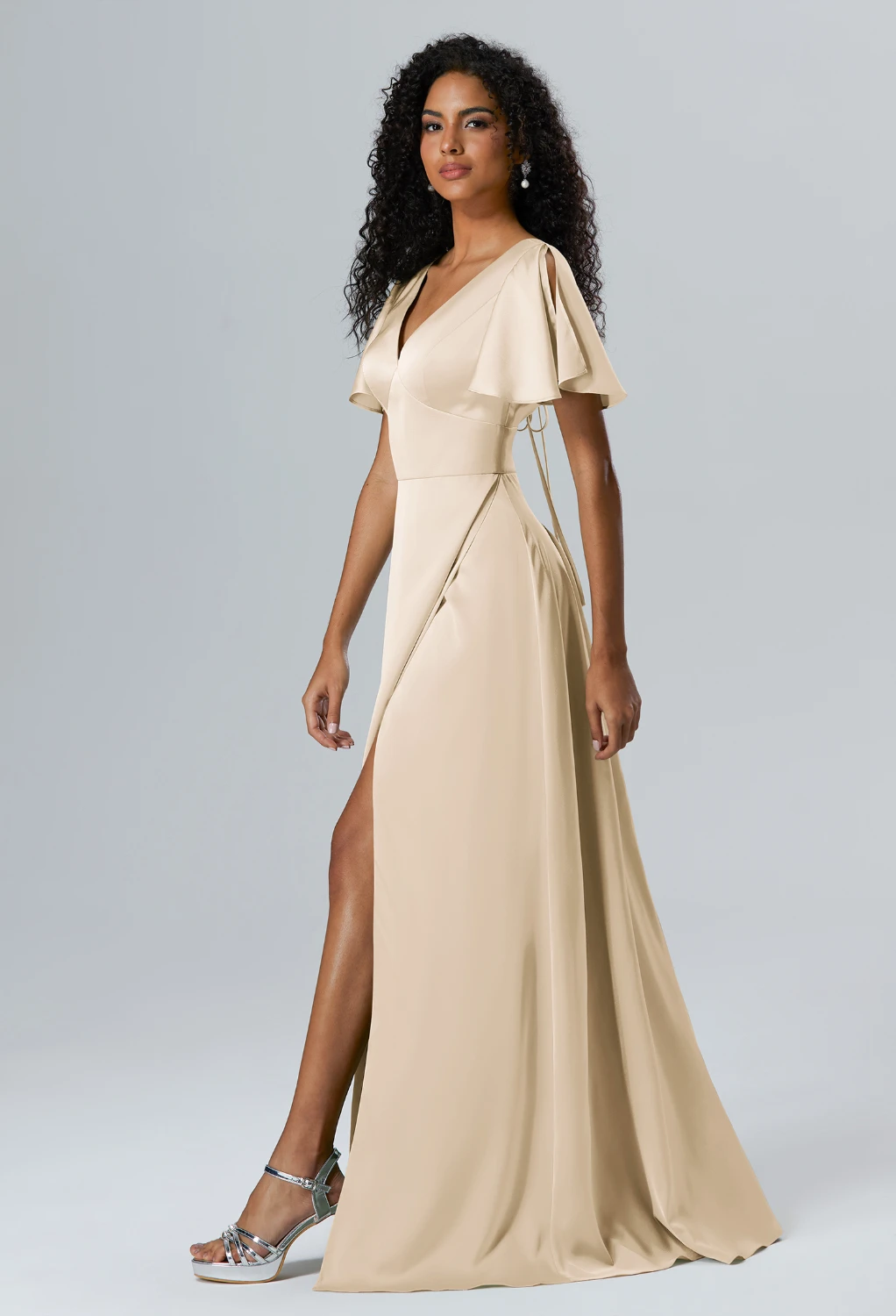 AW Samraat Champagne  Floral Bridesmaid Dresses